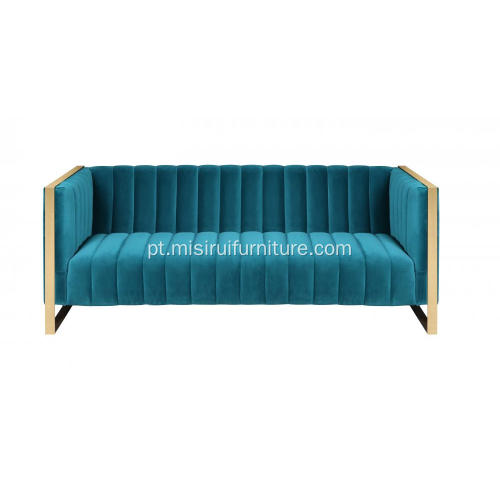 Conjunto de sofá de tecido azul de luxo americano